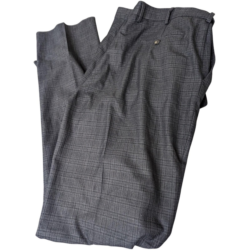 NWT Enro Dress Pants Mens 40 Unhemmed Raw Hem Grey Plaid Expandable Waist Tall